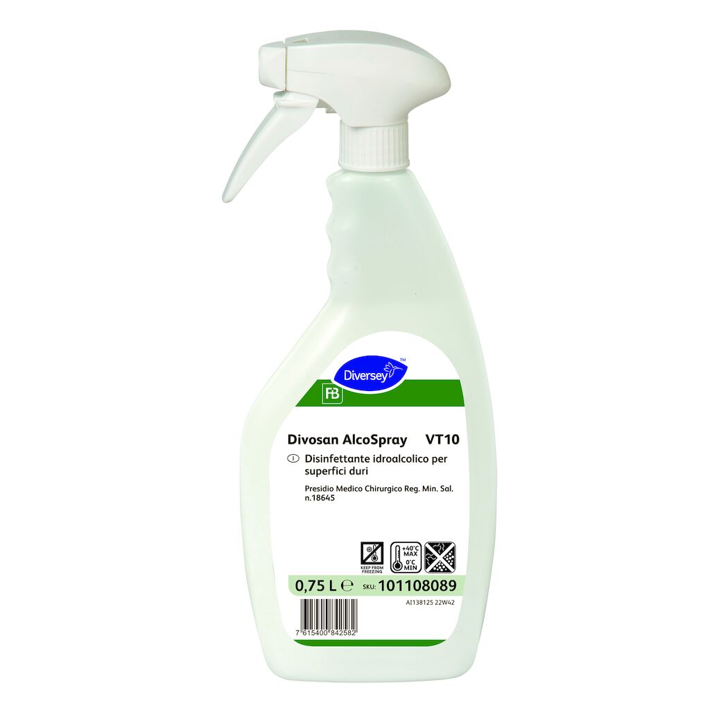 Divosan AlcoSpray VT10 6x0.75L - Desinfetante líquido de uso geral para superfícies